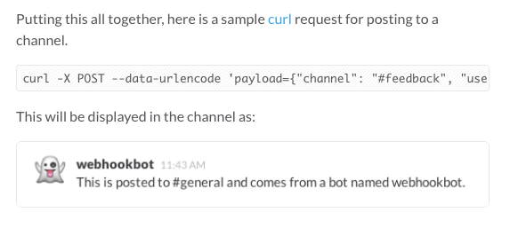 Slack Incoming Webhook Test Curl